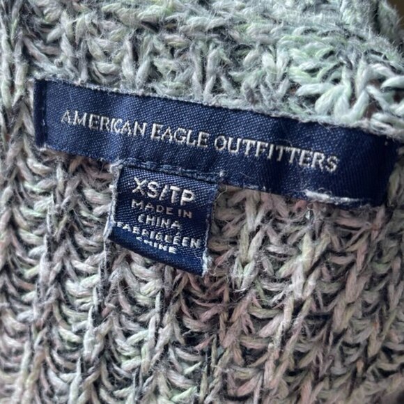 American Eagle XS Knit Sweater Fall Green Knitted Crop Tops Shirt Cottagecore AE - Picture 11 of 11